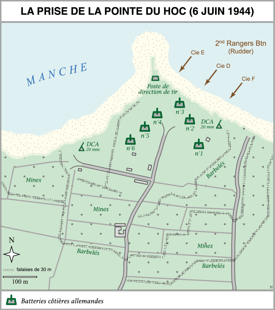 Carte du 6 juin - la Pointe du Hoc