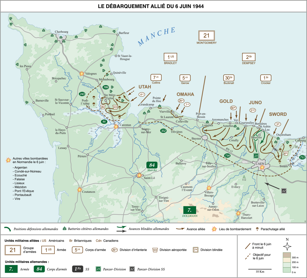 Carte des opérations du Jour J